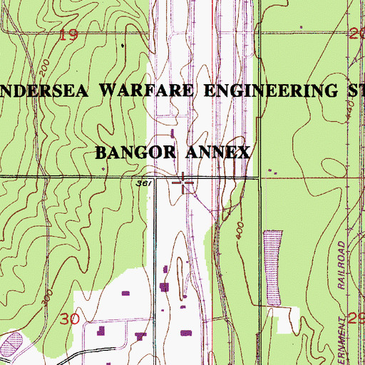 Topographic Map of Bangor Base Census Designated Place, WA