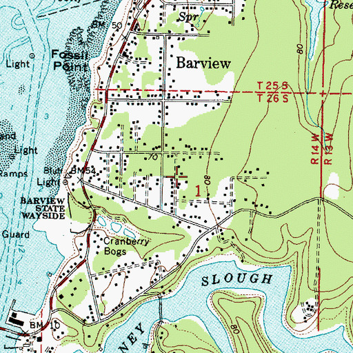 Topographic Map of Barview Census Designated Place, OR