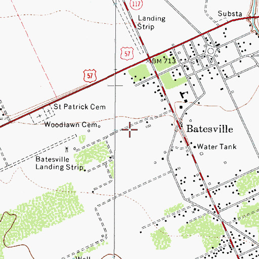 Topographic Map of Batesville Census Designated Place, TX