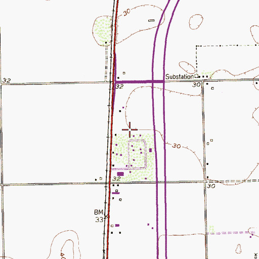 Topographic Map of Bausell and Ellis Census Designated Place (historical), TX