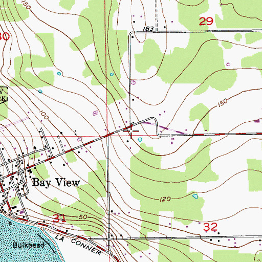 Topographic Map of Bay View Census Designated Place, WA