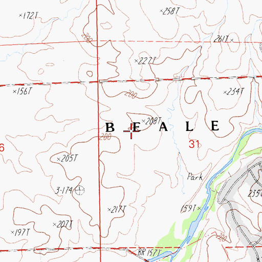 Topographic Map of Beale Air Force Base Census Designated Place, CA