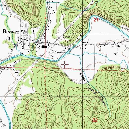 Topographic Map of Beaver Census Designated Place, OR