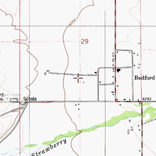Topographic Map of Bedford Census Designated Place, WY