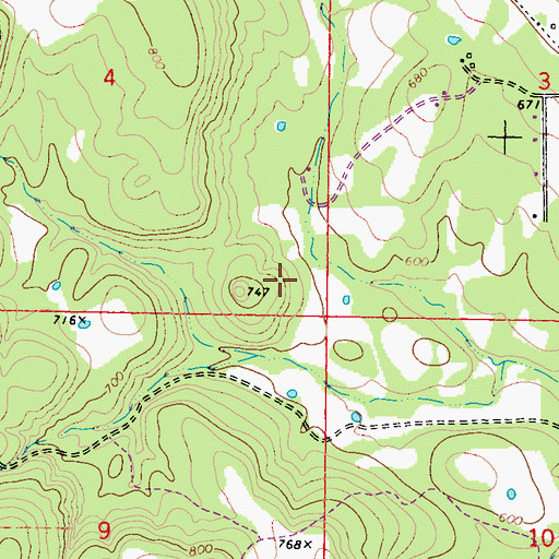 Topographic Map of Belfonte Census Designated Place, OK