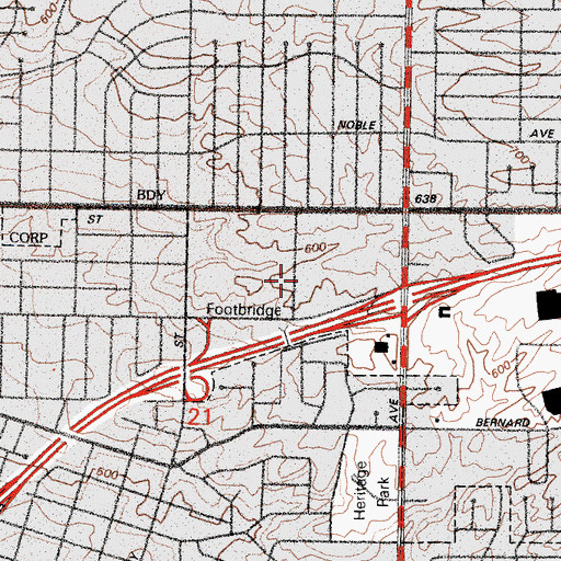 Topographic Map of College Heights School, CA