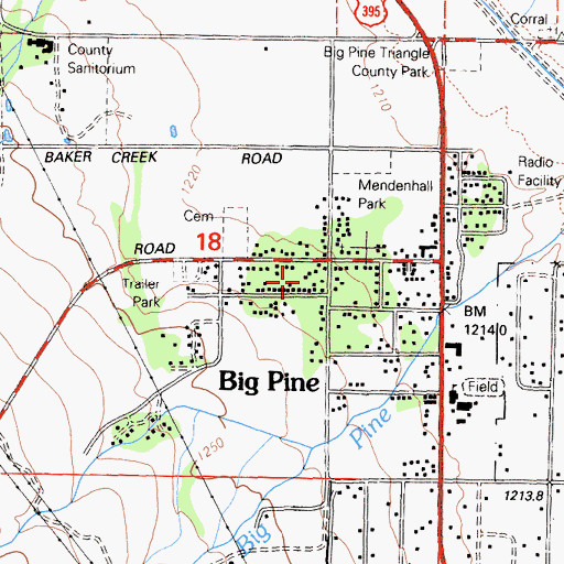 Topographic Map of Big Pine Census Designated Place, CA