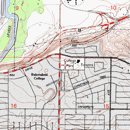 Topographic Map of College Park, CA