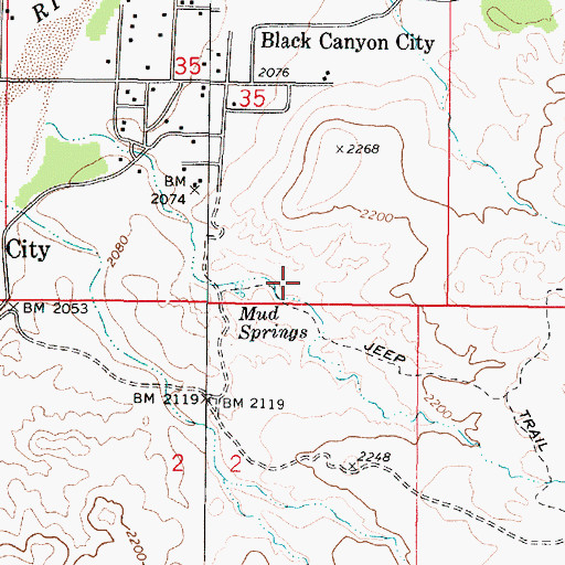 Topographic Map of Black Canyon City Census Designated Place, AZ