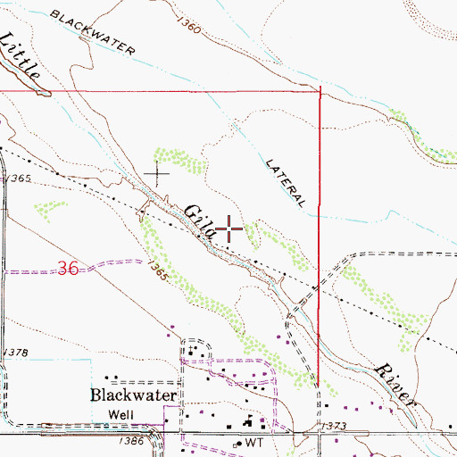 Topographic Map of Blackwater Census Designated Place, AZ