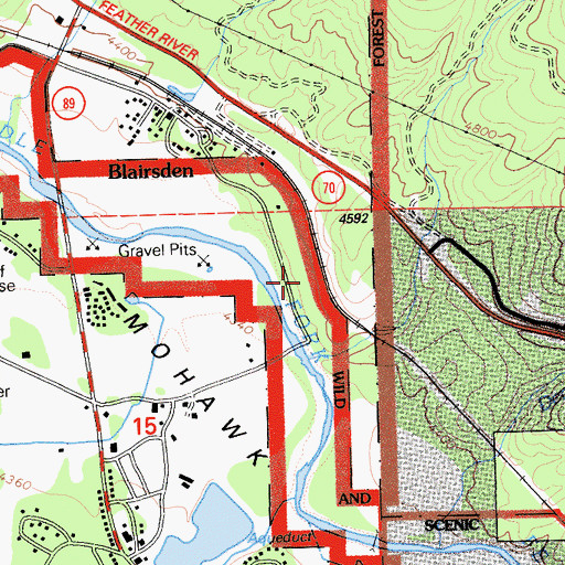 Topographic Map of Blairsden Census Designated Place, CA