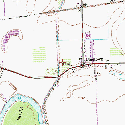 Topographic Map of Bluetown-Iglesia Antigua Census Designated Place (historical), TX