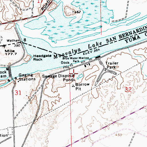 Topographic Map of Bluewater Census Designated Place, AZ