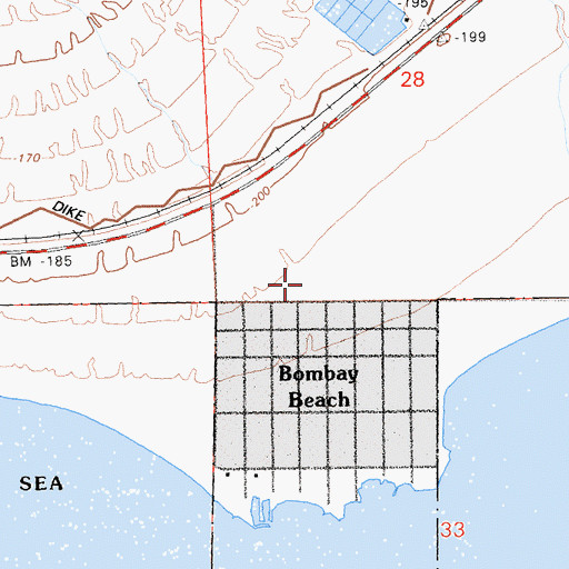 Topographic Map of Bombay Beach Census Designated Place, CA