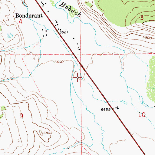 Topographic Map of Bondurant Census Designated Place, WY