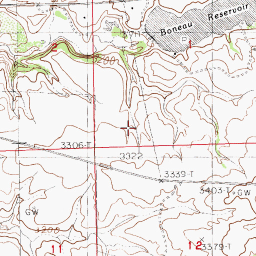 Topographic Map of Boneau Census Designated Place, MT