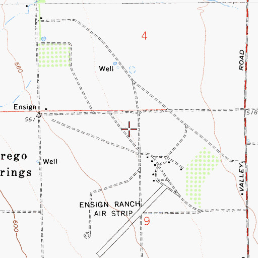Topographic Map of Borrego Springs Census Designated Place, CA