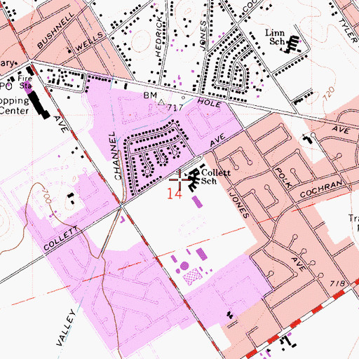 Topographic Map of Collett Elementary School, CA