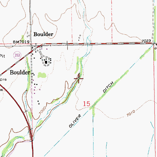 Topographic Map of Boulder Census Designated Place, WY