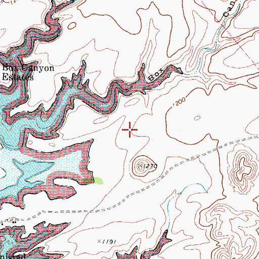 Topographic Map of Box Canyon-Amistad Census Designated Place, TX