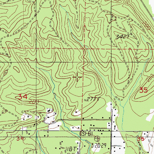 Topographic Map of Brady Census Designated Place, WA
