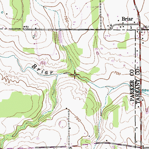Topographic Map of Briar Census Designated Place, TX