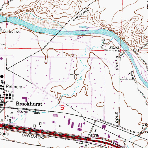 Topographic Map of Brookhurst Census Designated Place, WY