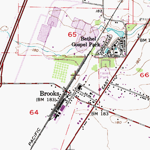 Topographic Map of Brooks Census Designated Place, OR