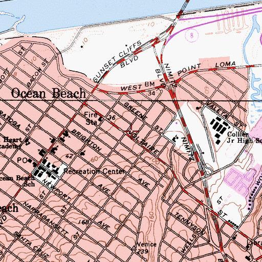 Topographic Map of Collier Junior High School, CA