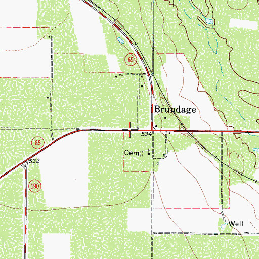 Topographic Map of Brundage Census Designated Place, TX