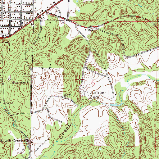 Topographic Map of Brush Creek Census Designated Place, OK
