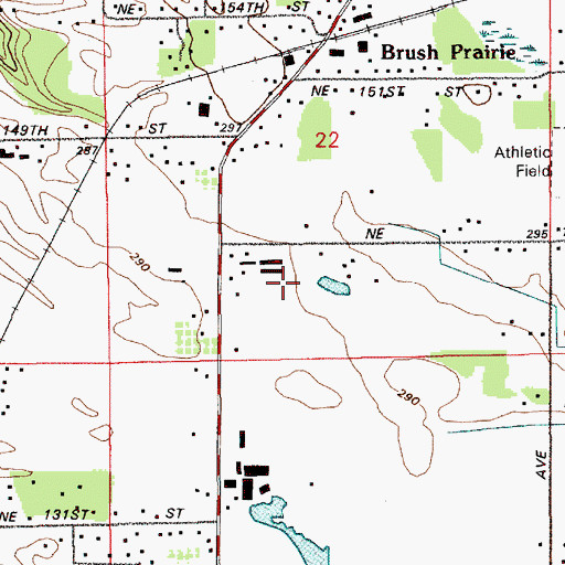 Topographic Map of Brush Prairie Census Designated Place, WA