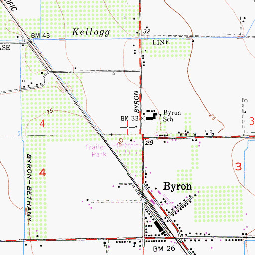Topographic Map of Byron Census Designated Place, CA