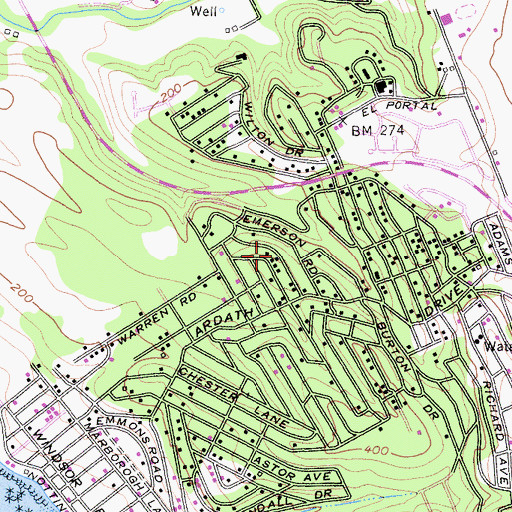 Topographic Map of Cambria Census Designated Place, CA