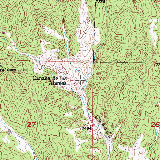 Topographic Map of Caada de los Alamos Census Designated Place, NM