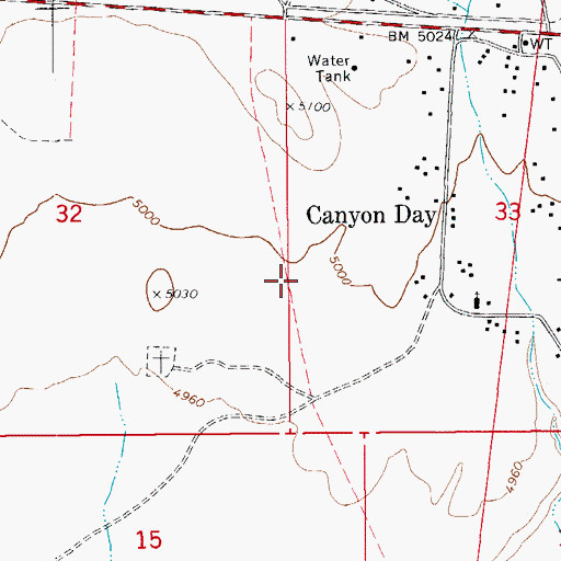 Topographic Map of Canyon Day Census Designated Place, AZ