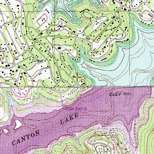Topographic Map of Canyon Lake Census Designated Place, TX