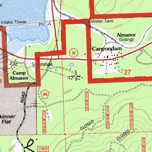Topographic Map of Canyondam Census Designated Place, CA