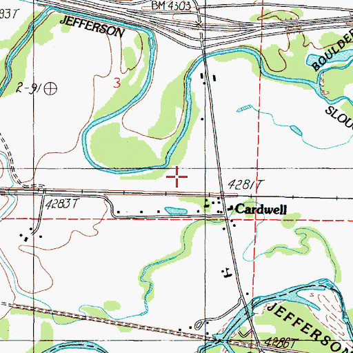 Topographic Map of Cardwell Census Designated Place, MT