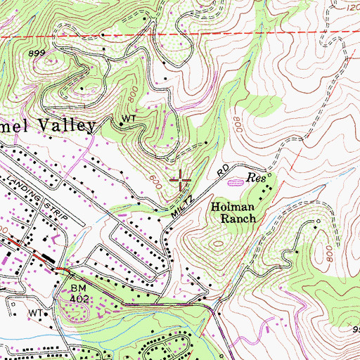 Topographic Map of Carmel Valley Village Census Designated Place, CA