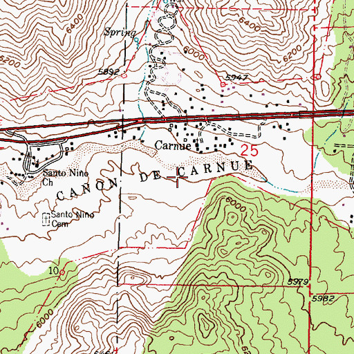 Topographic Map of Carnuel Census Designated Place, NM