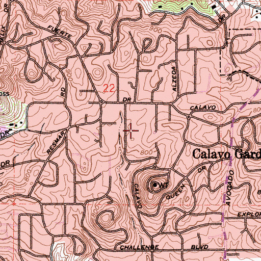 Topographic Map of Casa de Oro-Mount Helix Census Designated Place, CA