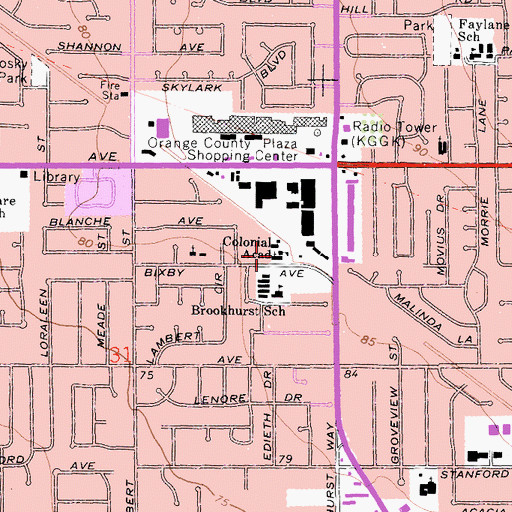 Topographic Map of Colonial Academy, CA