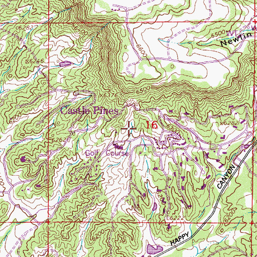 Topographic Map of Castle Pines Village Census Designated Place, CO