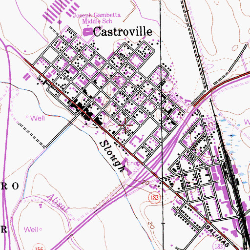 Topographic Map of Castroville Census Designated Place, CA