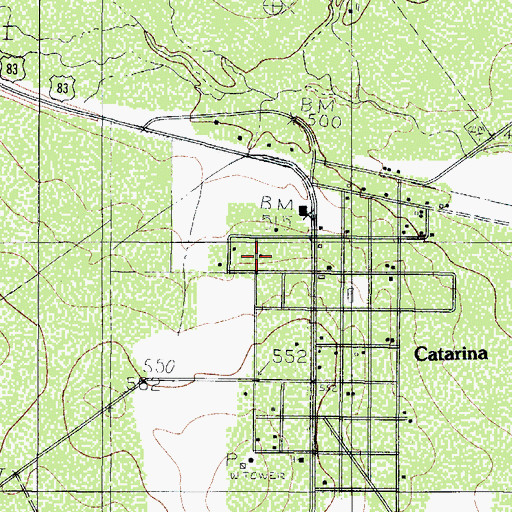 Topographic Map of Catarina Census Designated Place, TX