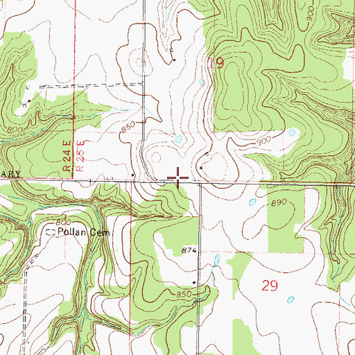 Topographic Map of Cayuga Census Designated Place, OK