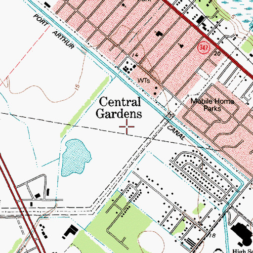 Topographic Map of Central Gardens Census Designated Place, TX