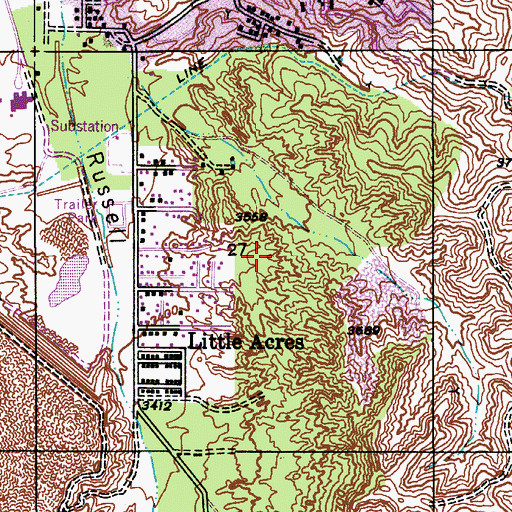 Topographic Map of Central Heights-Midland City Census Designated Place, AZ