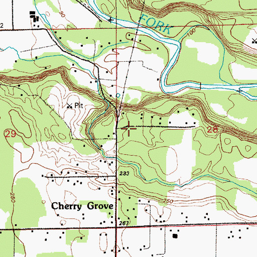 Topographic Map of Cherry Grove Census Designated Place, WA